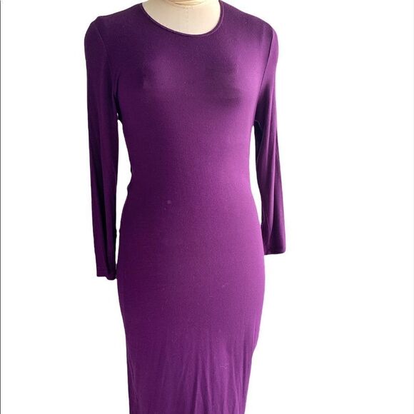 Tobey Grey purple jersey body com sexy dress cowl back draped and open Small - Picture 1 of 9